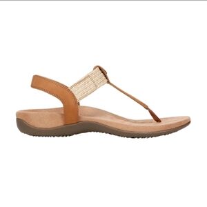 Vionic Women's Brea Heeled Sandal – Camel Nubuck Leather, Orthotic Support & Sty